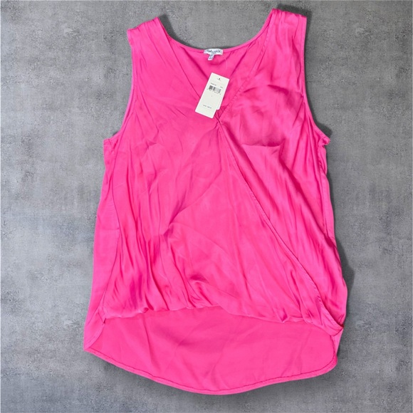NWT Splendid Pink Satin Sleeveless Draped Wrap Top Size L - Picture 7 of 8